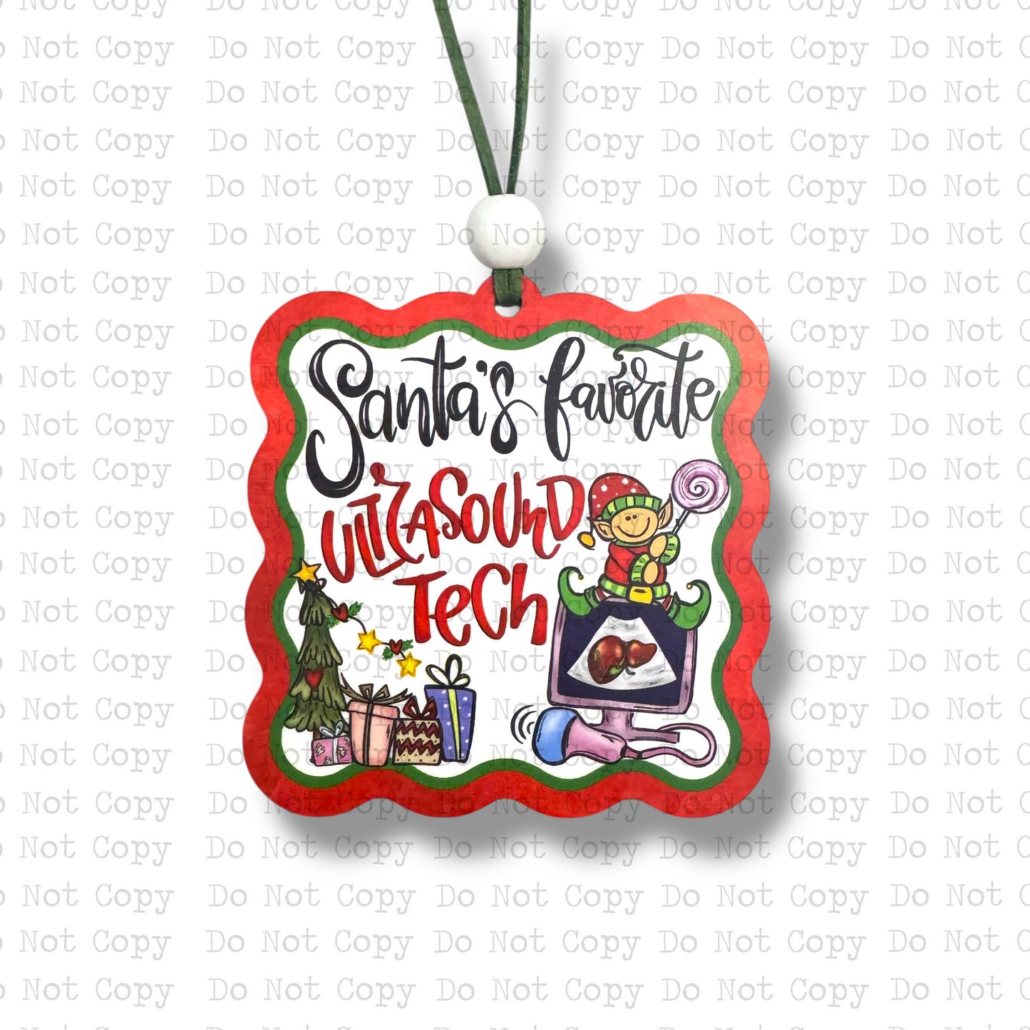 Santa's Favorite Ultrasound Tech Ornament Sublimation Blank | AAS