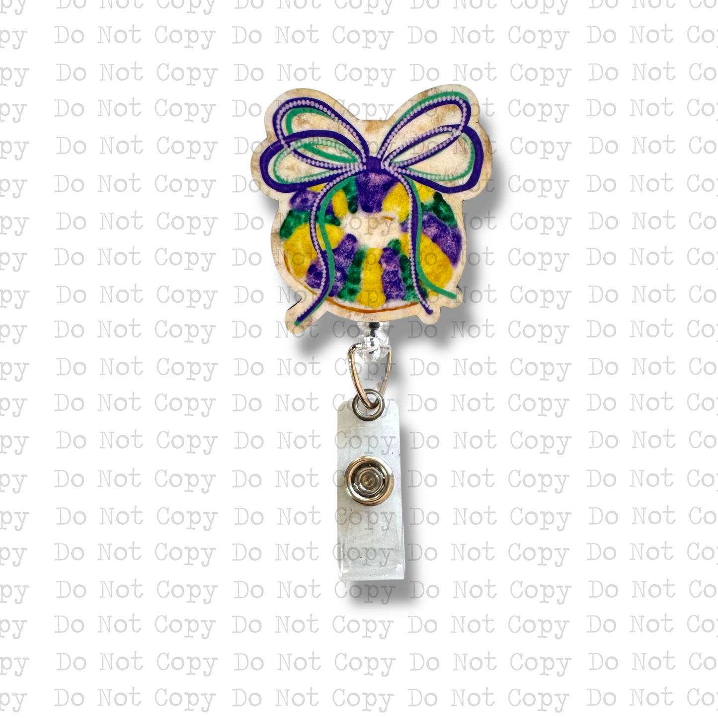 King Cake Bow Badge Button Sublimation Blank | Set of 2