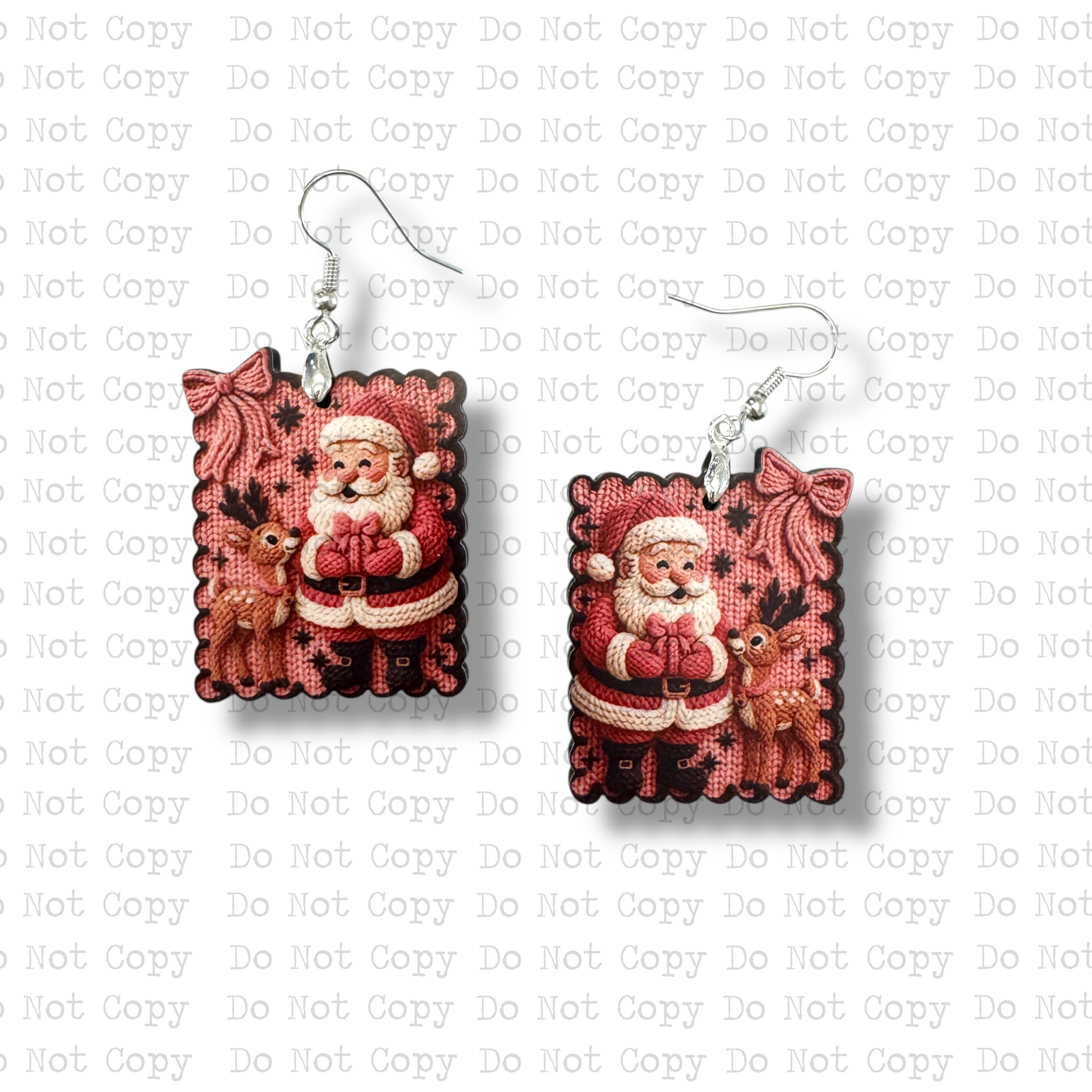 Santa and Reindeer Yarn Earring Sublimation Blank Kit