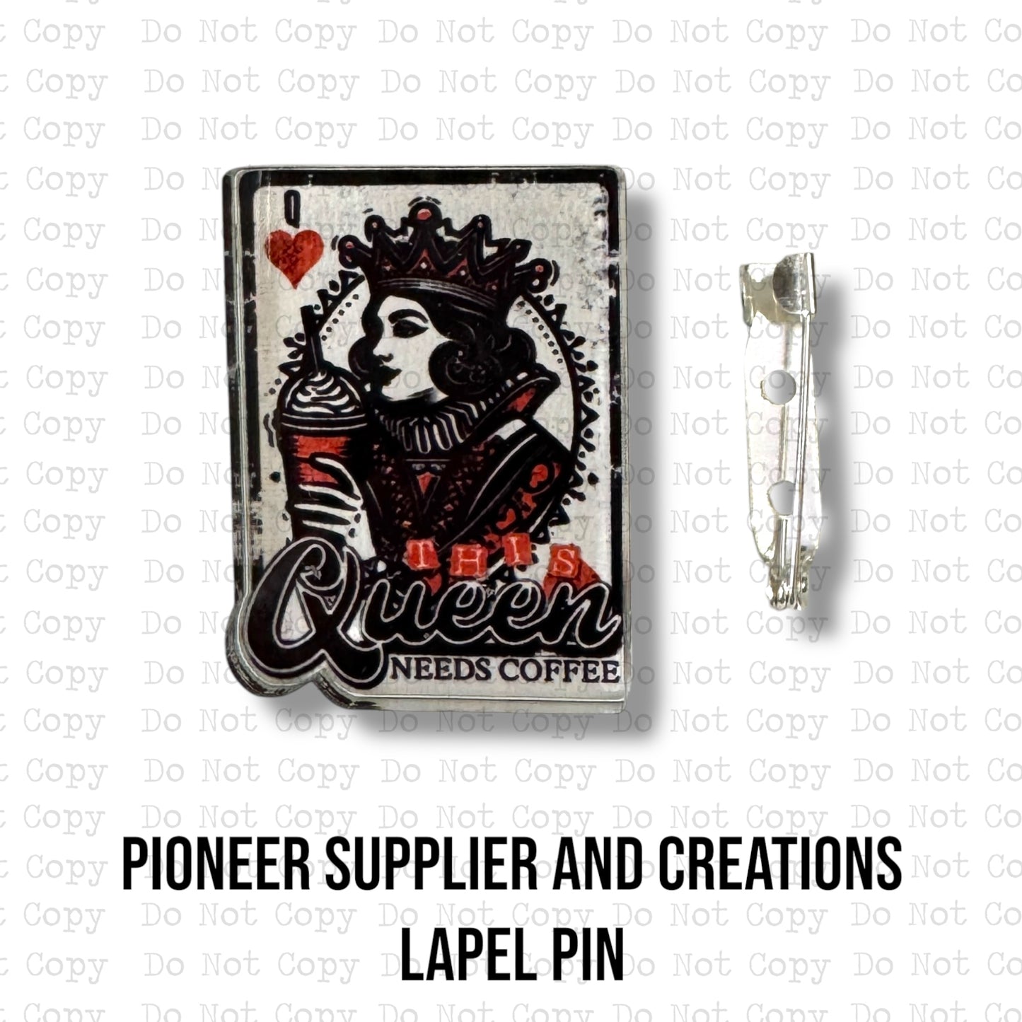 This Queen Needs Coffee Lapel Pin Sublimation Blank | Exclusive