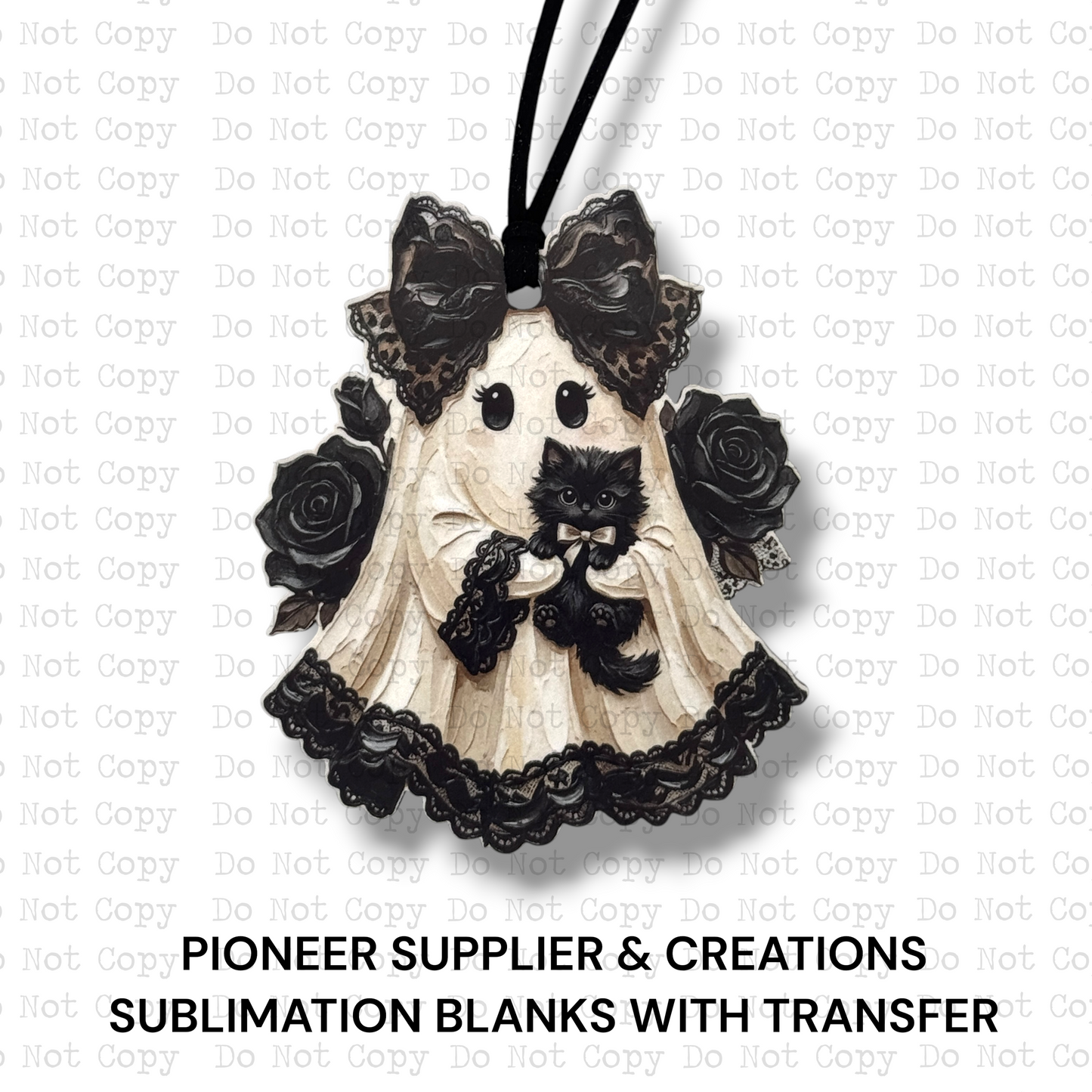 Goth Ghost Black Cat Ornament Sublimation Blank