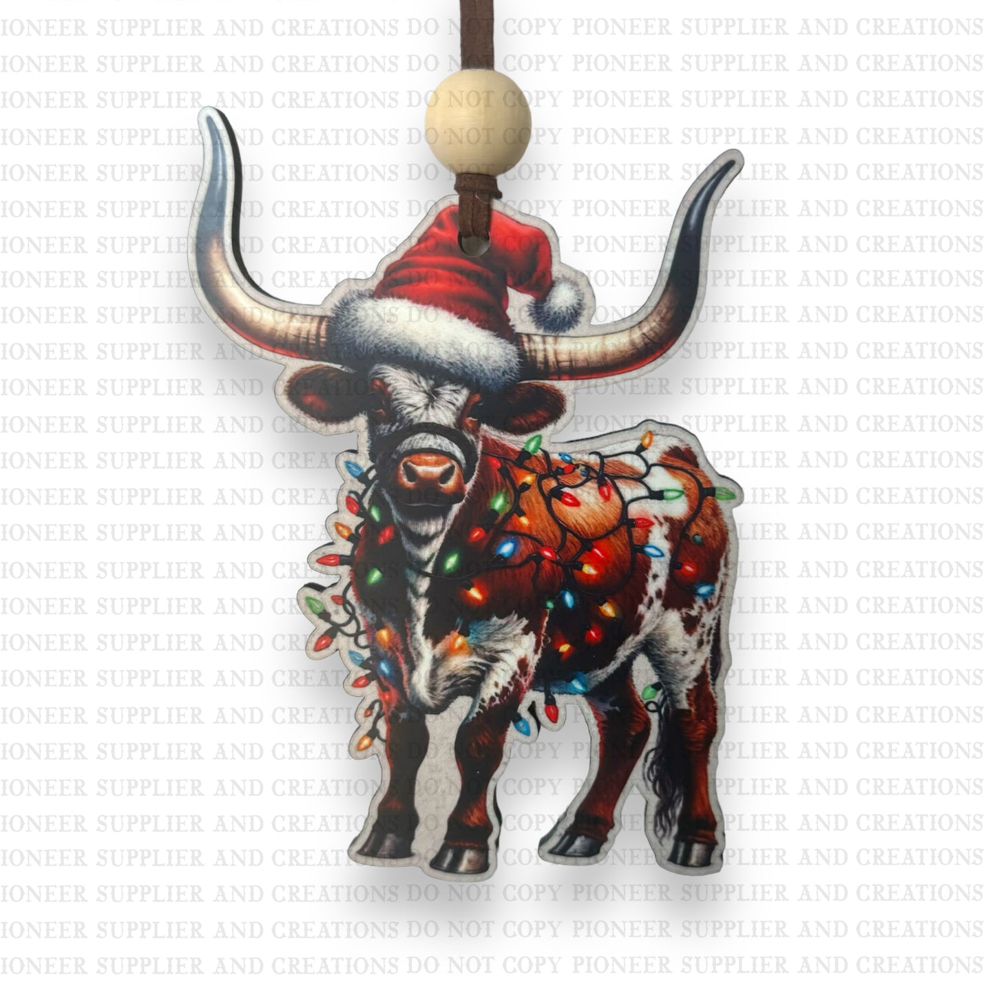 Christmas Longhorn Ornament Sublimation Blank