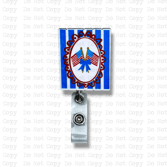 Flags Bow Striped Badge Button Sublimation Blank | Set of 2 TCC