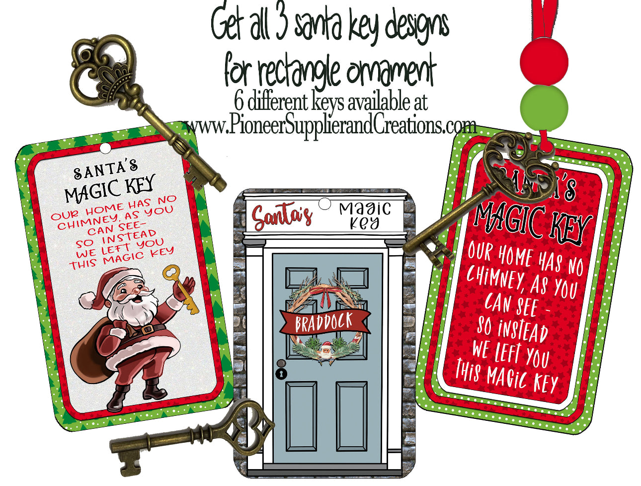 Vertical Rectangle Shaped Ornament With Metal Key Sublimation Blank