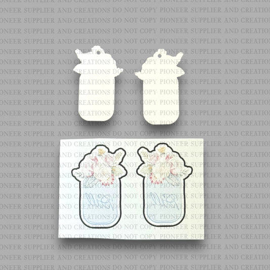 Floral Mason Jar Earring Sublimation Blank Kits
