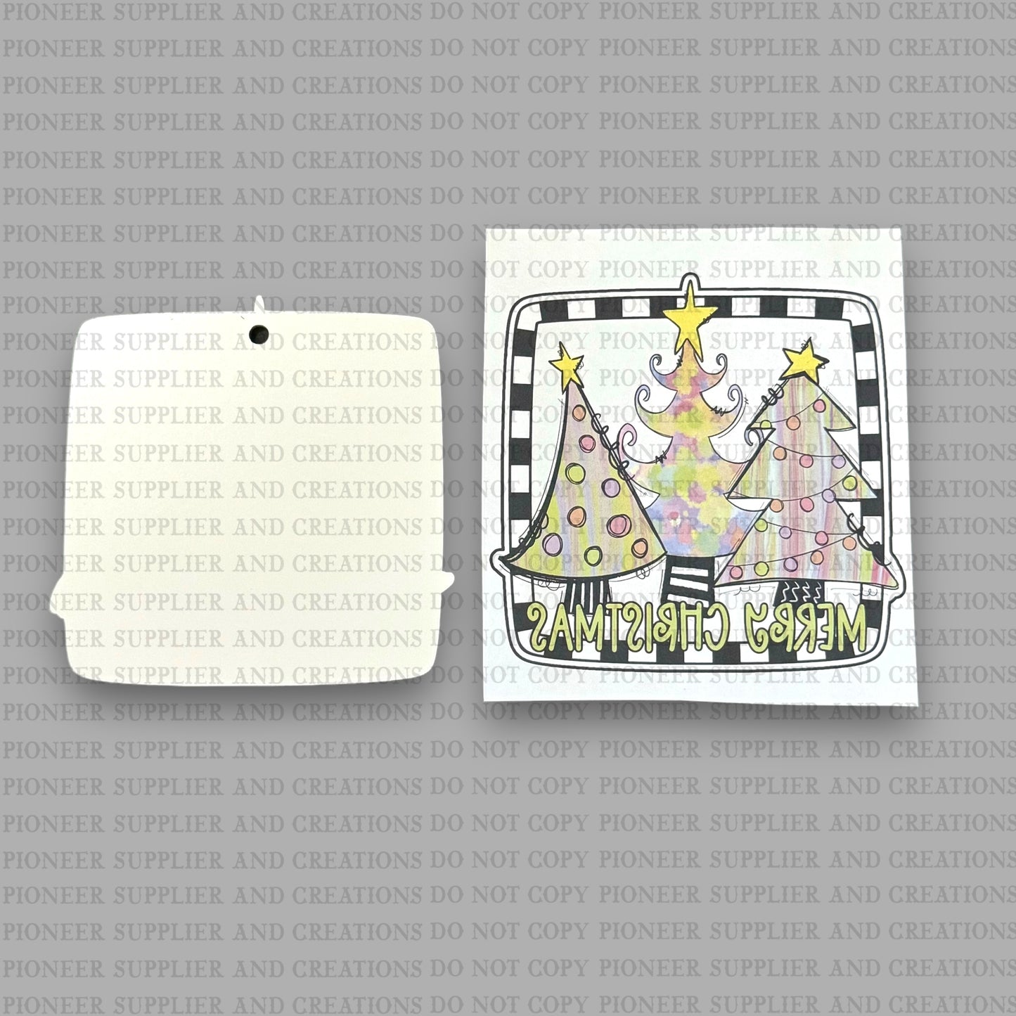 Merry Christmas Whimsical Trees Ornament Sublimation Blank