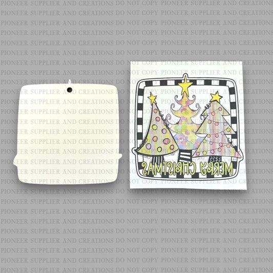 Merry Christmas Whimsical Trees Ornament Sublimation Blank