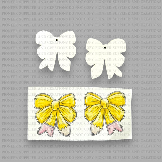 Pencil Bow Earring Sublimation Blank | ARA