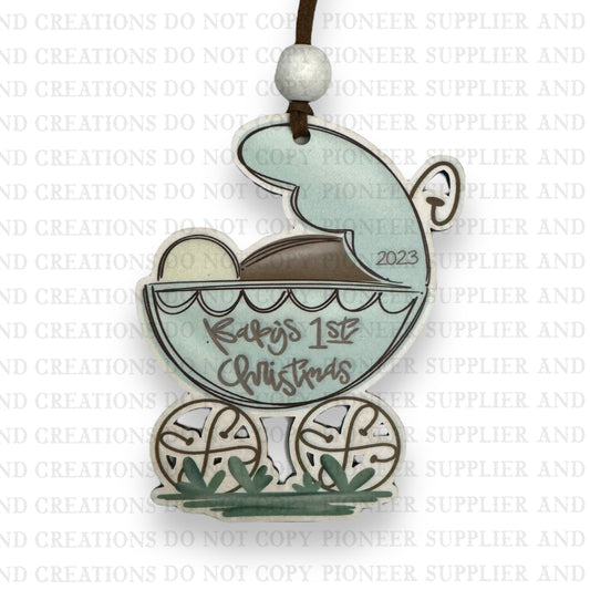 Baby's First Christmas Stroller Ornament Sublimation Blank | Exclusive