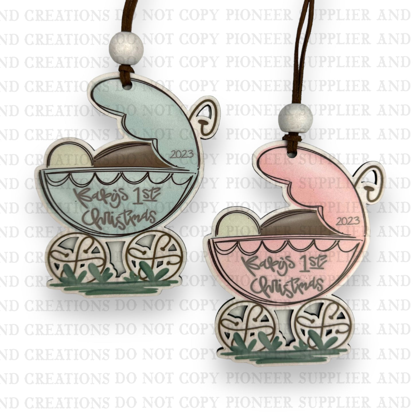 Baby's First Christmas Stroller Ornament Sublimation Blank | Exclusive