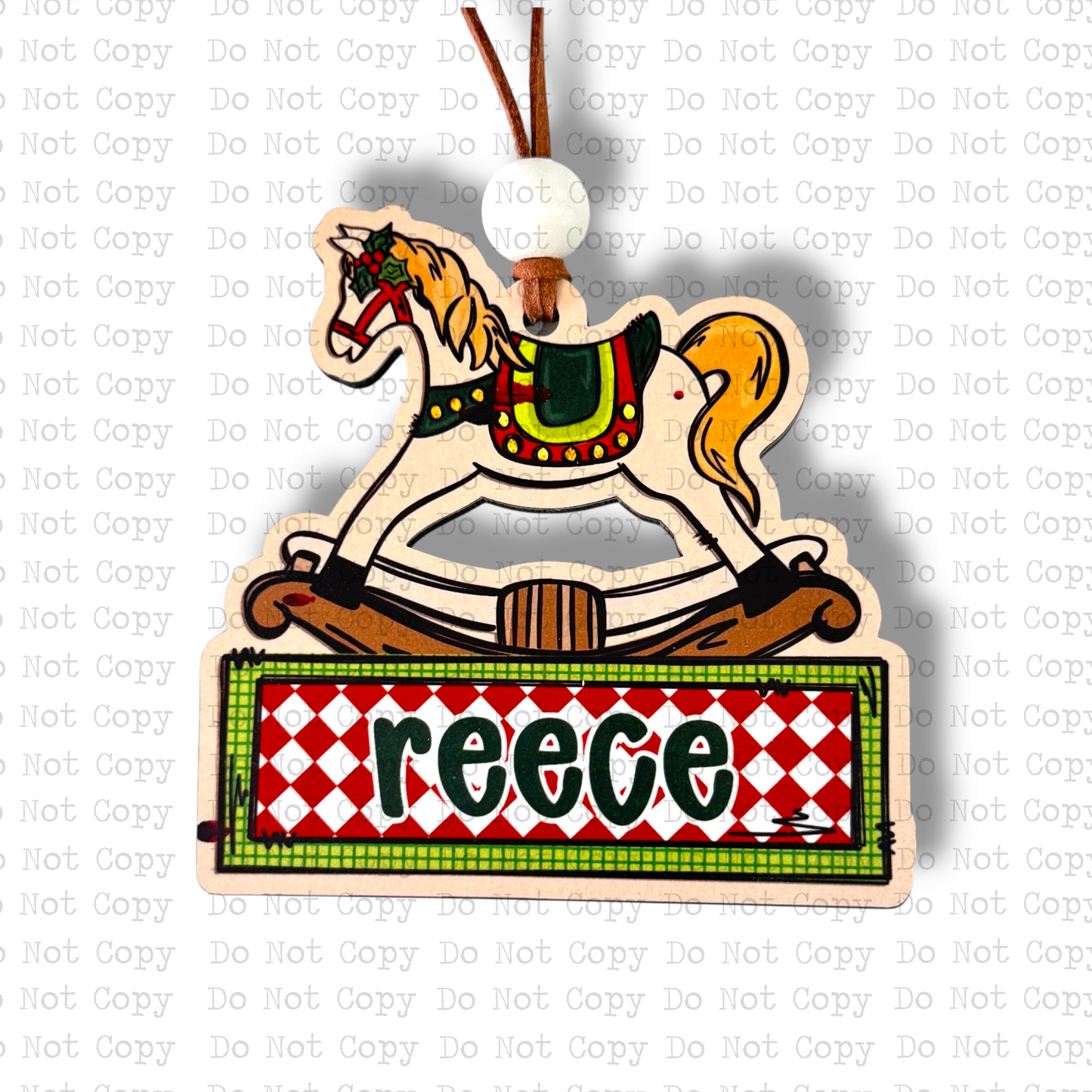 Rocky Horse Girl Mistletoe Ornament Sublimation Blank