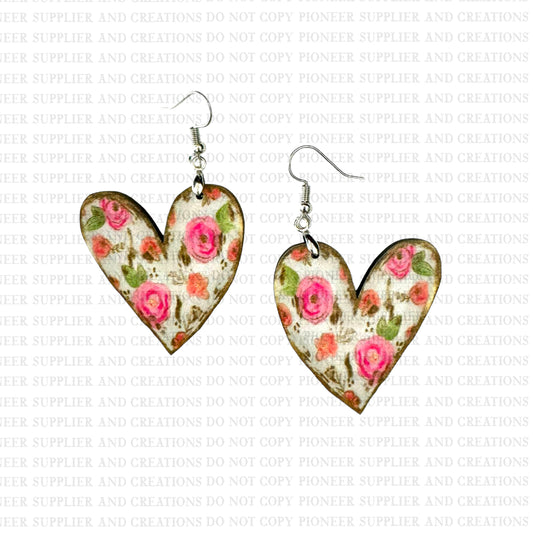 Golden Floral Heart Earring Sublimation Blanks | Exclusive Alicia Ray Art