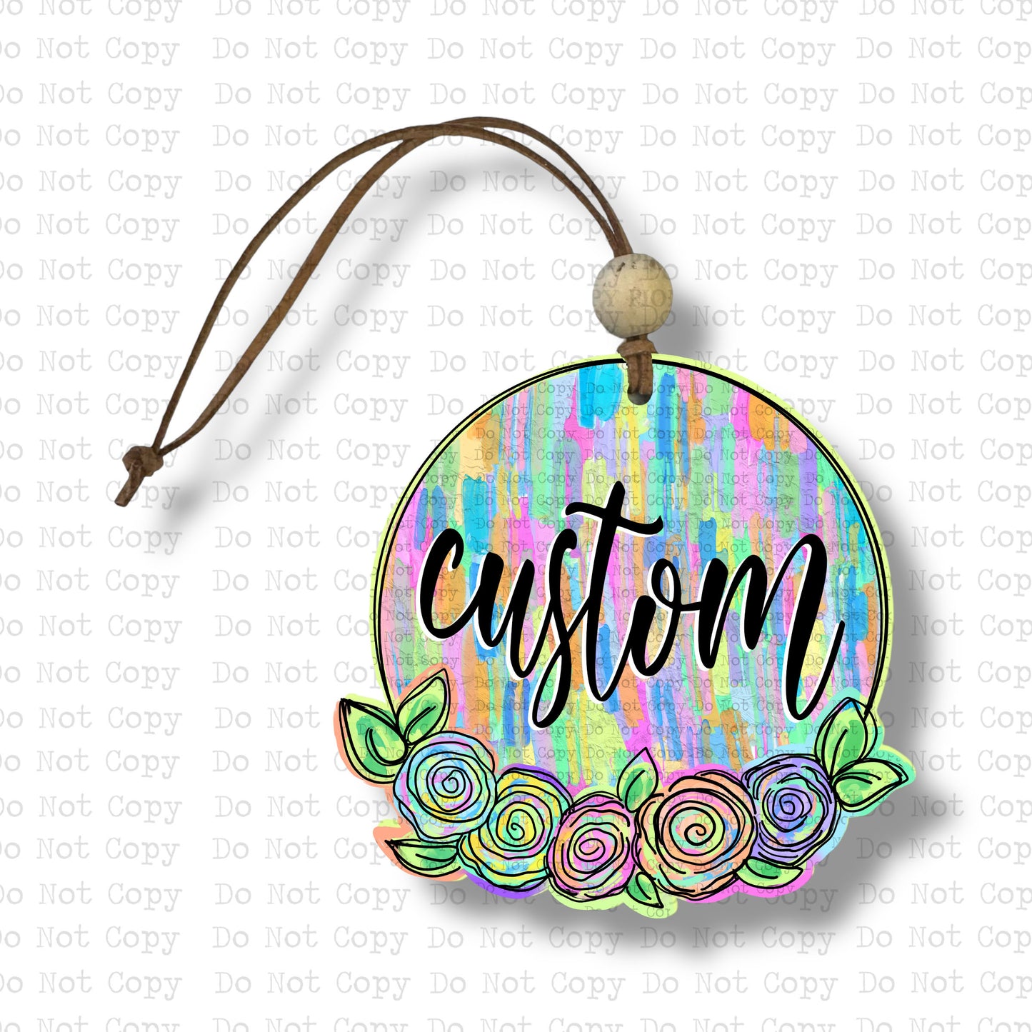 Personalized Name Textured Flowers Car Charm Sublimation Blank