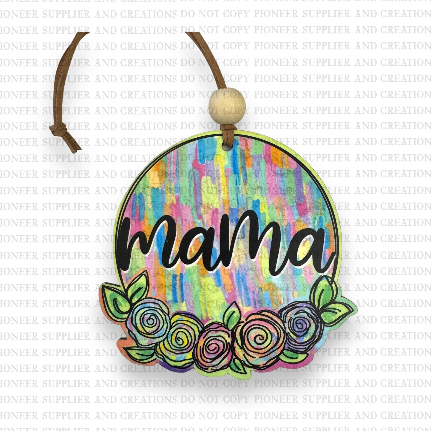 Mama Textured Flowers Car Charm Sublimation Blank | PP