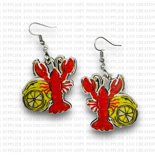 Crawfish Lemon Earring Sublimation Blanks
