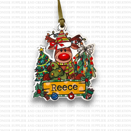 Girl Reindeer Name Ornament Sublimation Blank