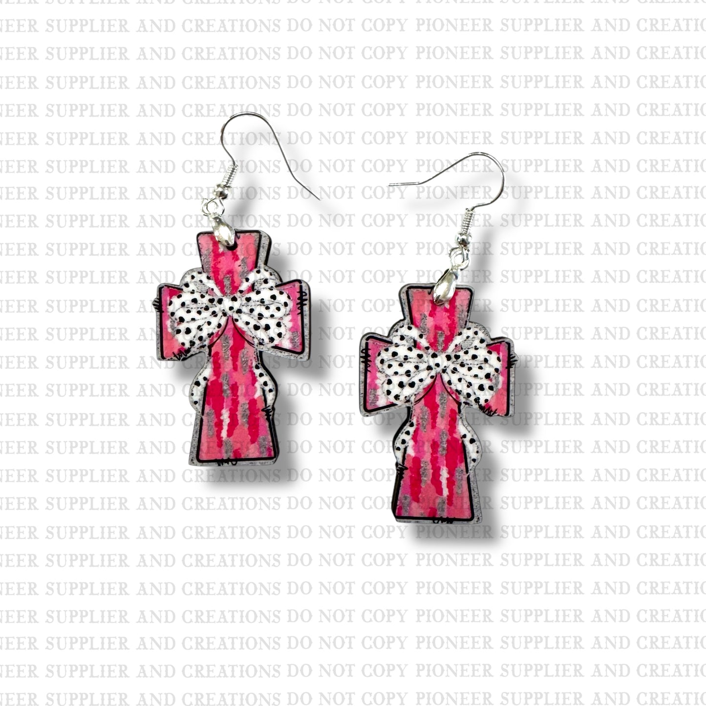 Pink Brushstroke Cross Earring Sublimation Blanks Kit | Exclusive