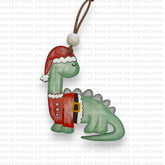 Santa Dino Ornament Sublimation Blank | Exclusive Monogram Moments