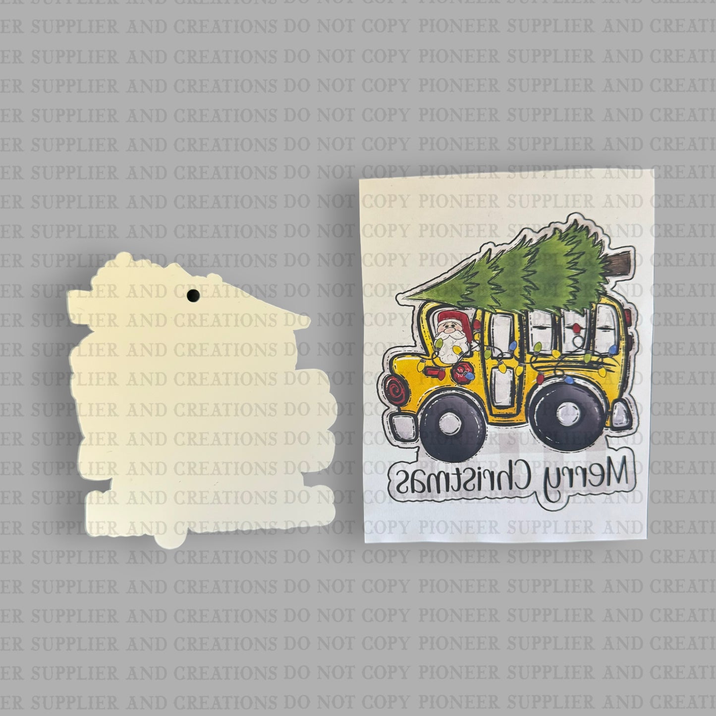 Christmas School Bus Ornament Sublimation Blank