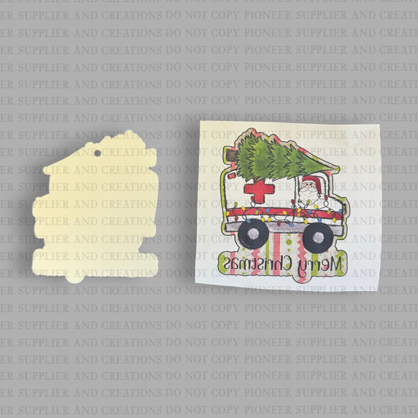 Christmas Ambulance Ornament Sublimation Blank