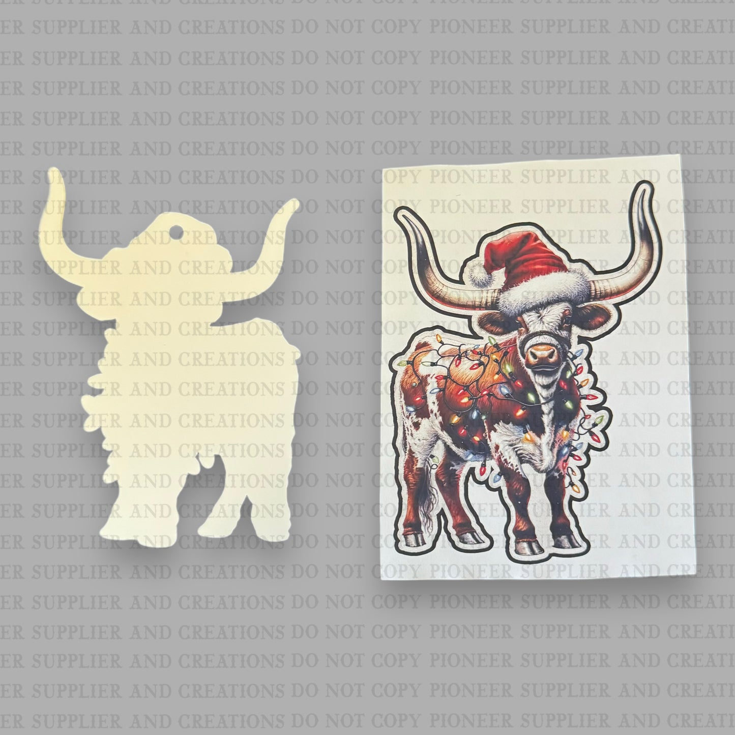 Christmas Longhorn Ornament Sublimation Blank
