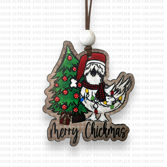 Merry Chickmas Ornament Sublimation Blank