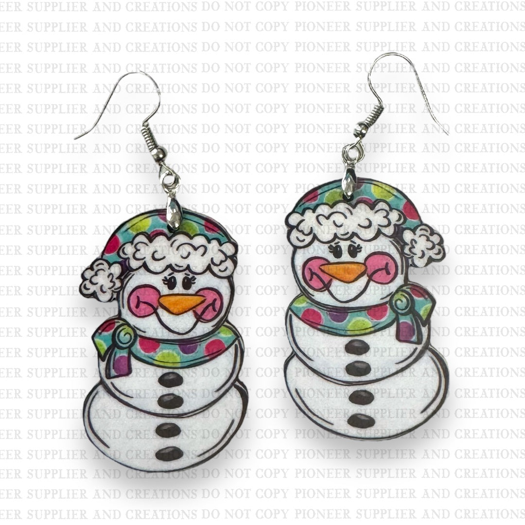 Whimsical Snowman Earring Sublimation Blank Kit | Exclusive
