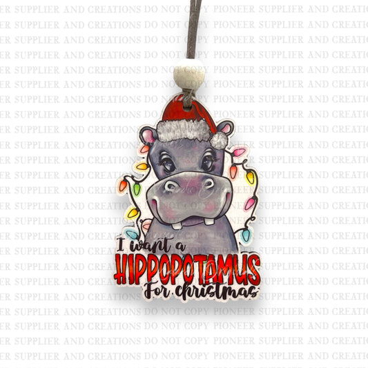 Hippo for Christmas Ornament Sublimation Blank