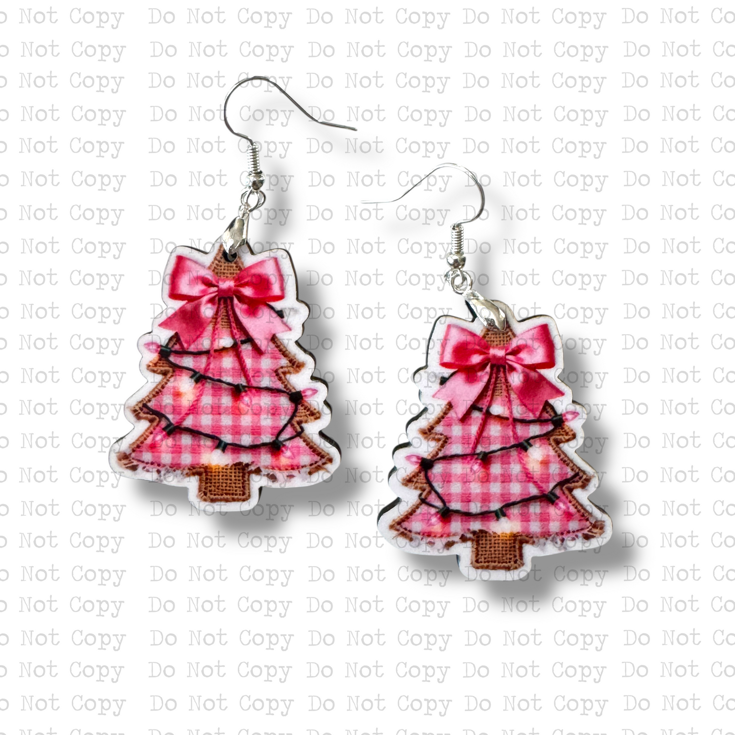 Burlap Pink Tree Earring Sublimation Blank Kit