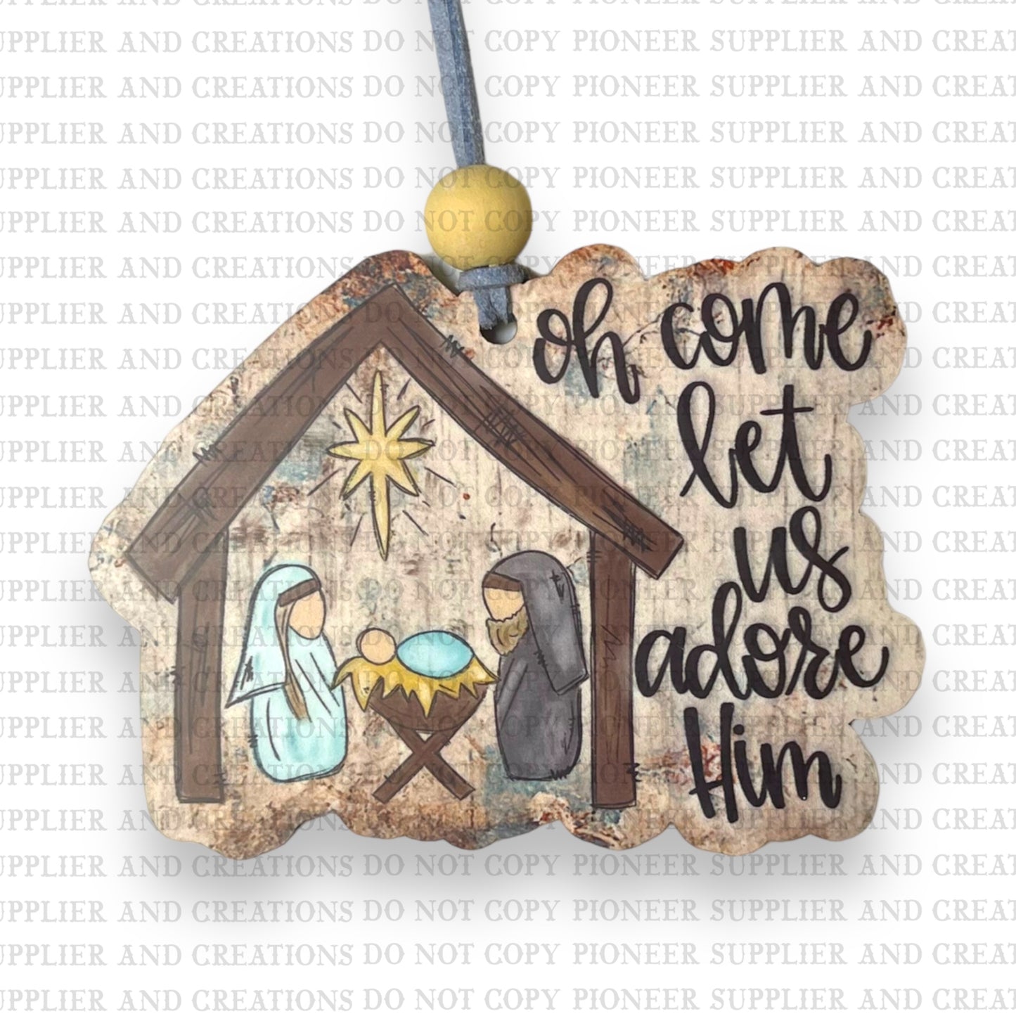 Oh Come Let Us Adore Him Ornament Sublimation Blank | Exclusive Alicia Ray Art