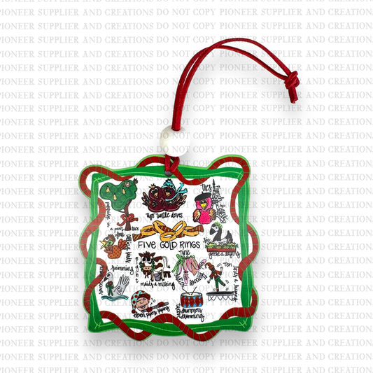 12 Days of Christmas Ornament Sublimation Blank