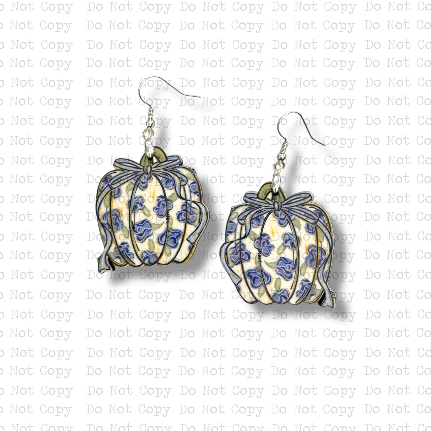 Painted Floral Bow Pumpkin Earrings | Wholesale