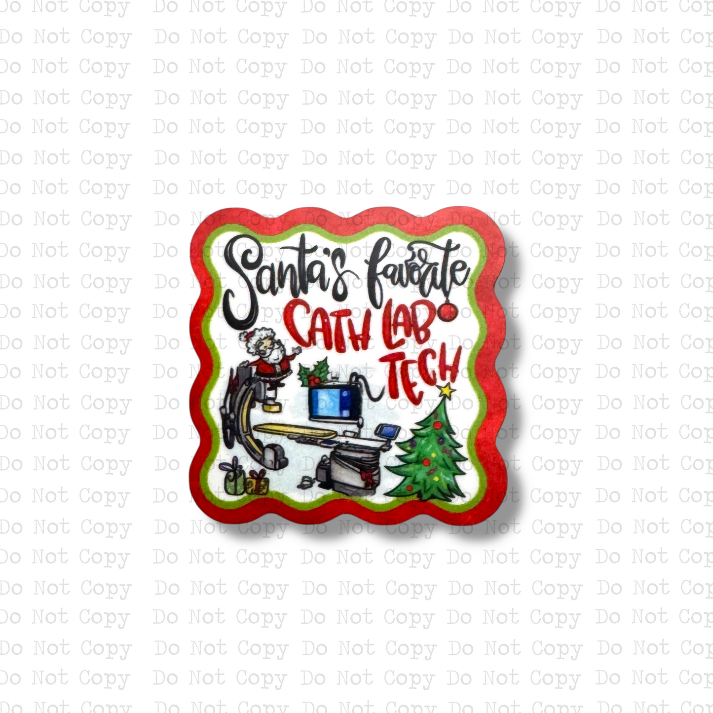 Santa's Cath Lab Tech Badge Button Sublimation Blank | Set of 2
