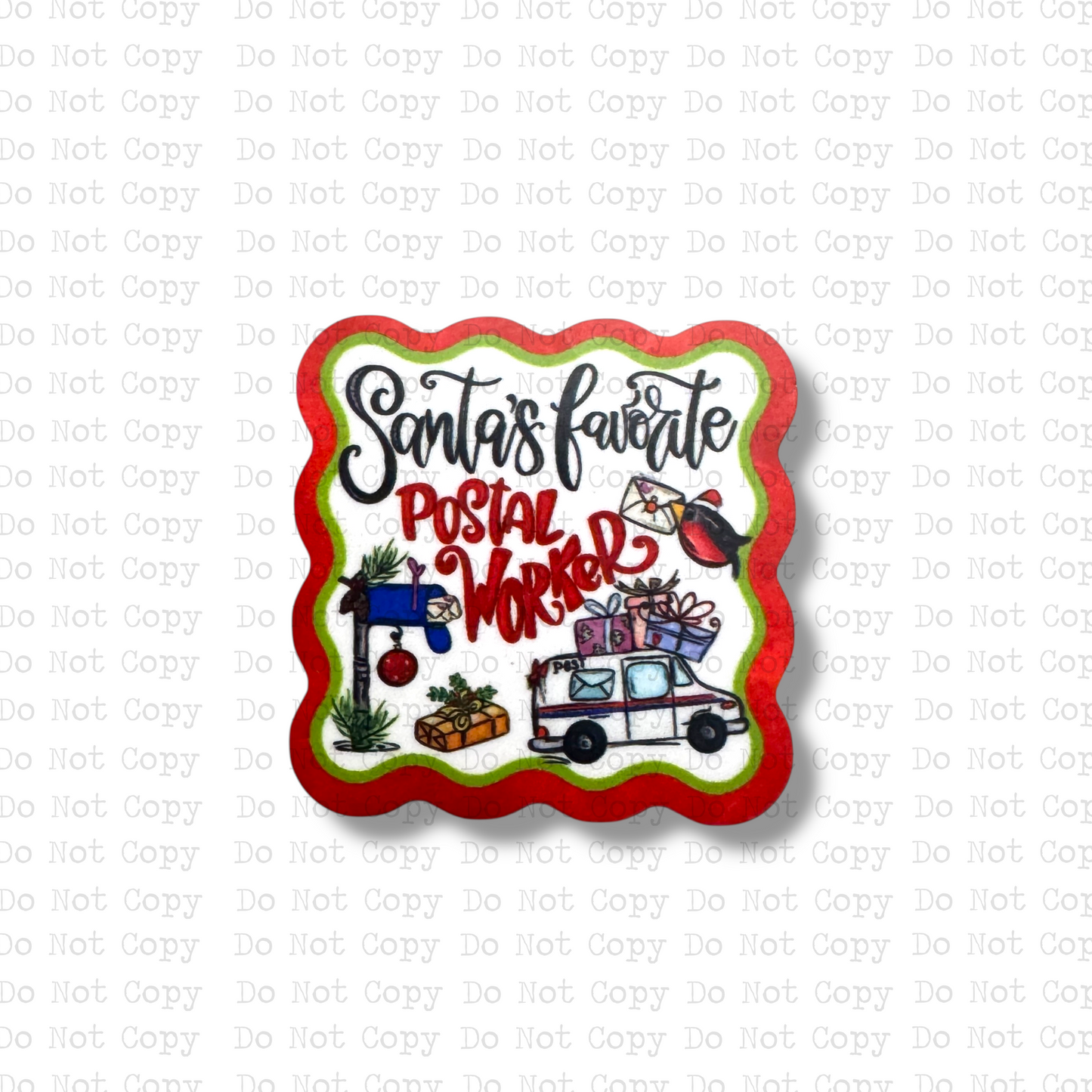 Santa's Favorite Postal Worker Badge Button Sublimation Blank | Set of 2 AAS