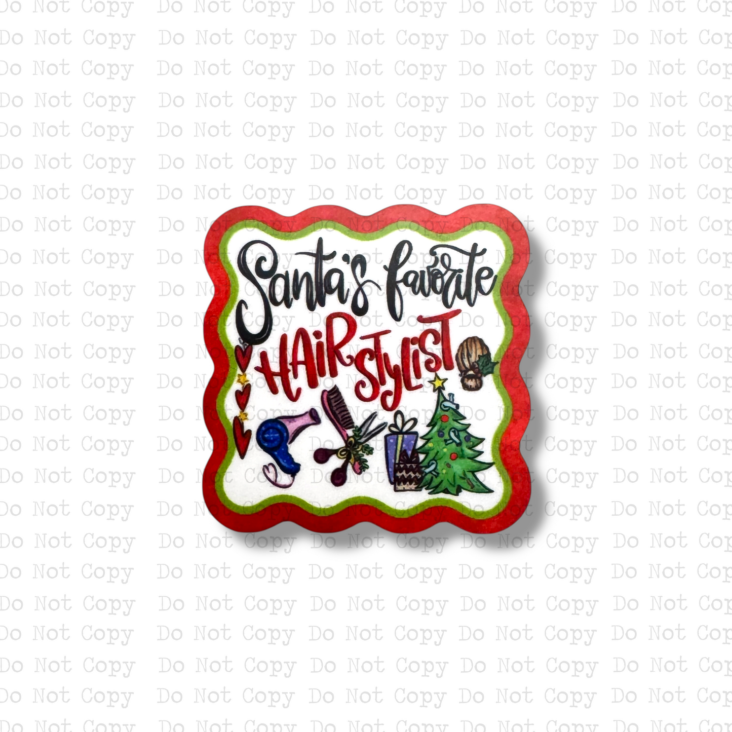 Santa's Favorite Hair Stylist Badge Button Sublimation Blank | Set of 2 AAS