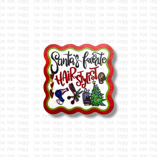 Santa's Favorite Hair Stylist Badge Button Sublimation Blank | Set of 2 AAS