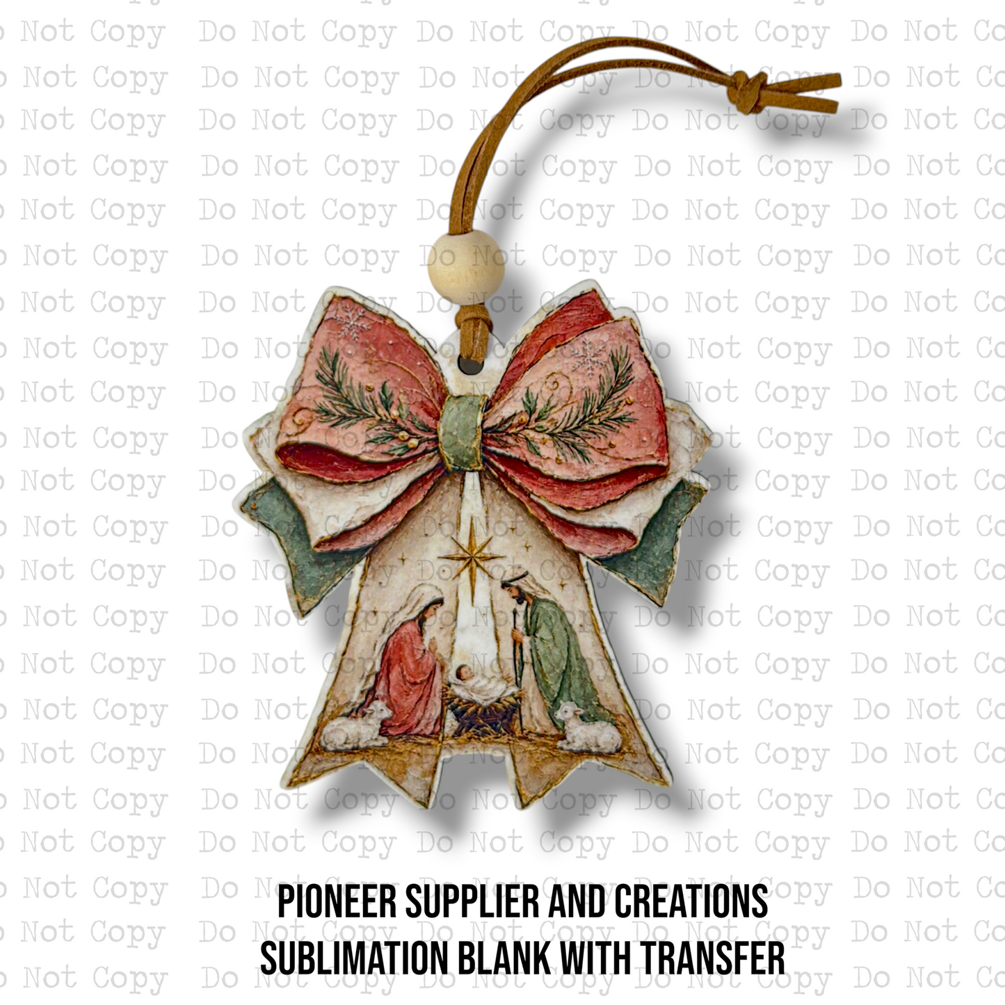 Nativity Christmas Bow Ornament Sublimation Blank