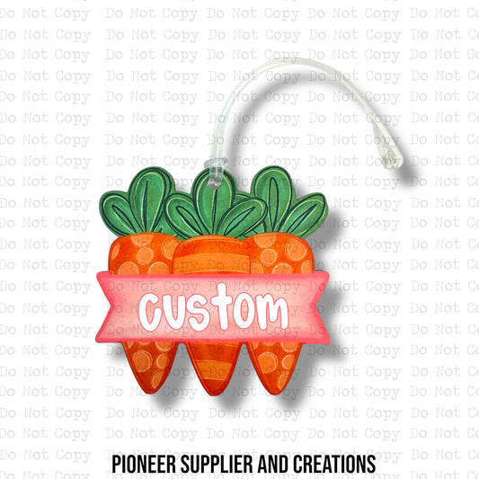 Pink Carrots Trio Bag Tag Sublimation Blanks | Exclusive Pixel Pop