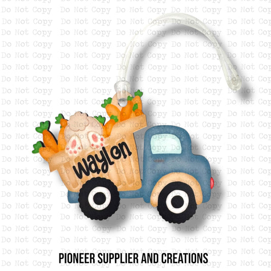 Dump Truck Basket Bag Tag Sublimation Blanks | Exclusive Monogram Moments
