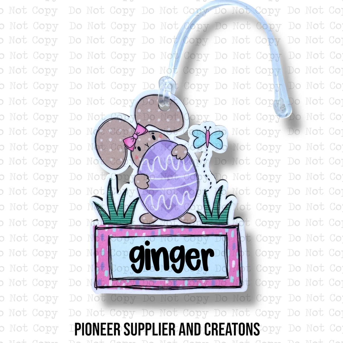 Girl Bunny with Egg Name Plate Bag Tag Sublimation Blanks | Exclusive Monogram Moments