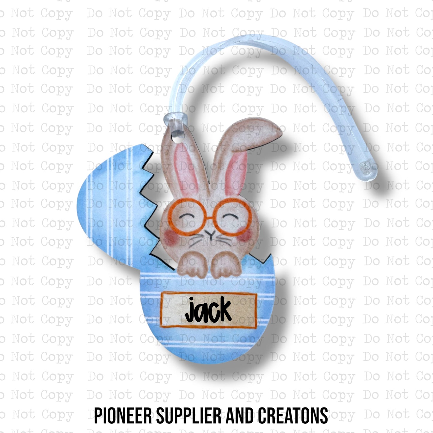 Bunny In Egg Name Plate Bag Tag Sublimation Blanks | Exclusive Monogram Moments
