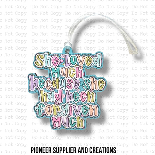 Forgiven Much Bag Tag Sublimation Blank | Exclusive Pixel Pop