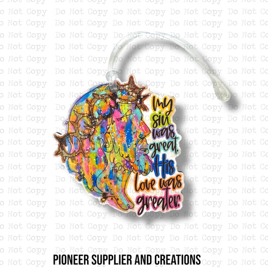 My Sin Was Great Bag Tag Sublimation Blank | Exclusive Pixel Pop