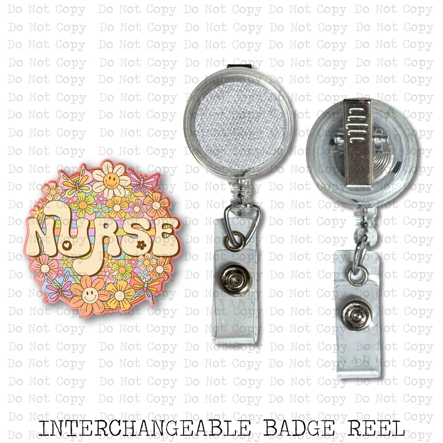 Nurse Retro Floral Badge Reel Sublimation Blank | Exclusive