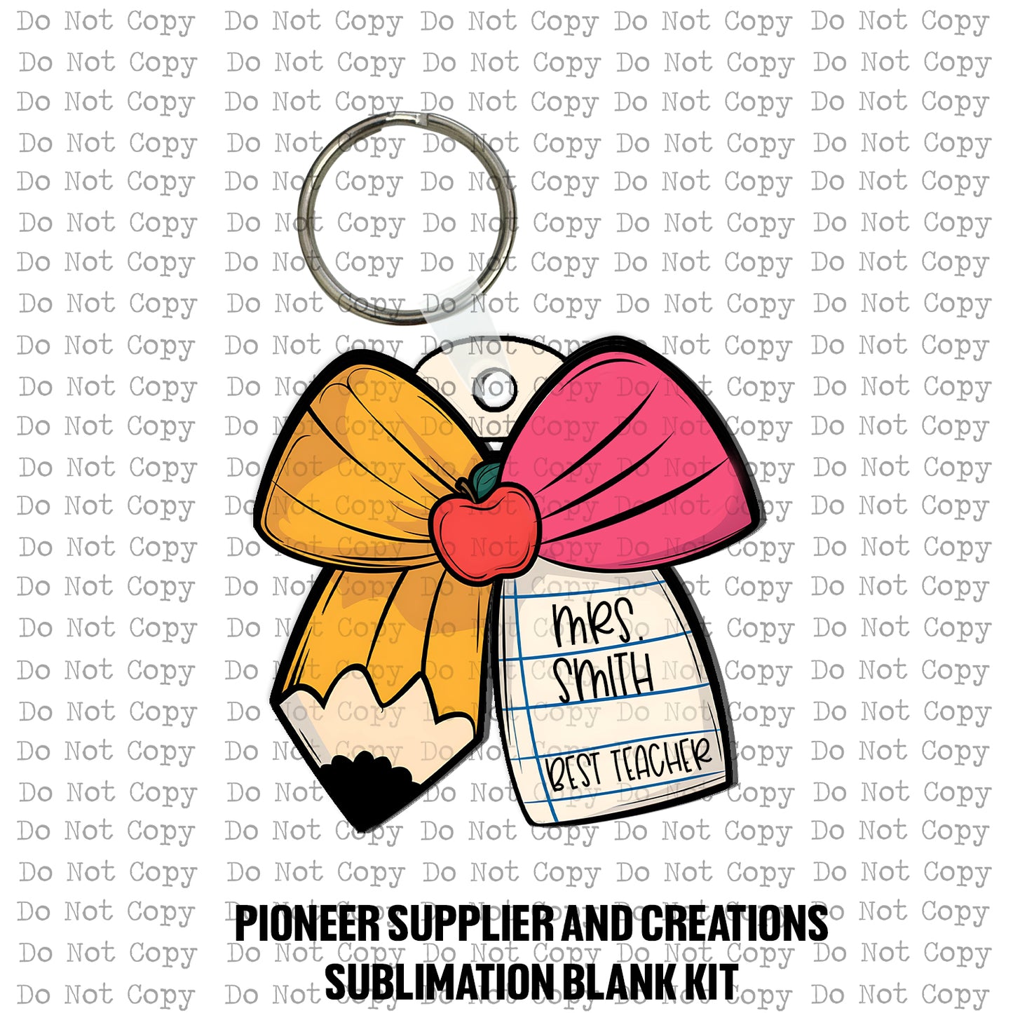 Teacher Personalized Pencil Bow Keychain Sublimation Blank Kit