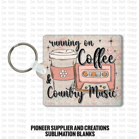 Country Music and Coffee Keychain Sublimation Blank Kit