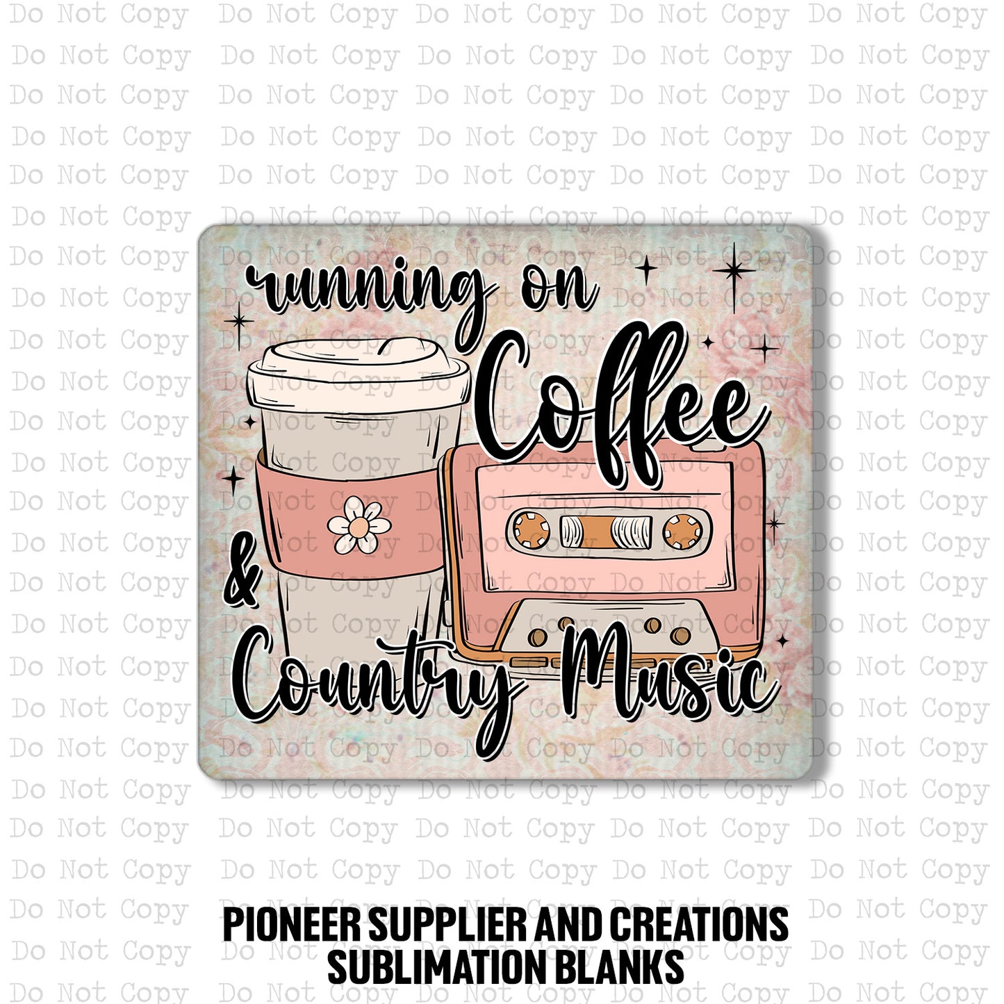 Country Music and Coffee Badge Reel Sublimation Blanks | Exclusive