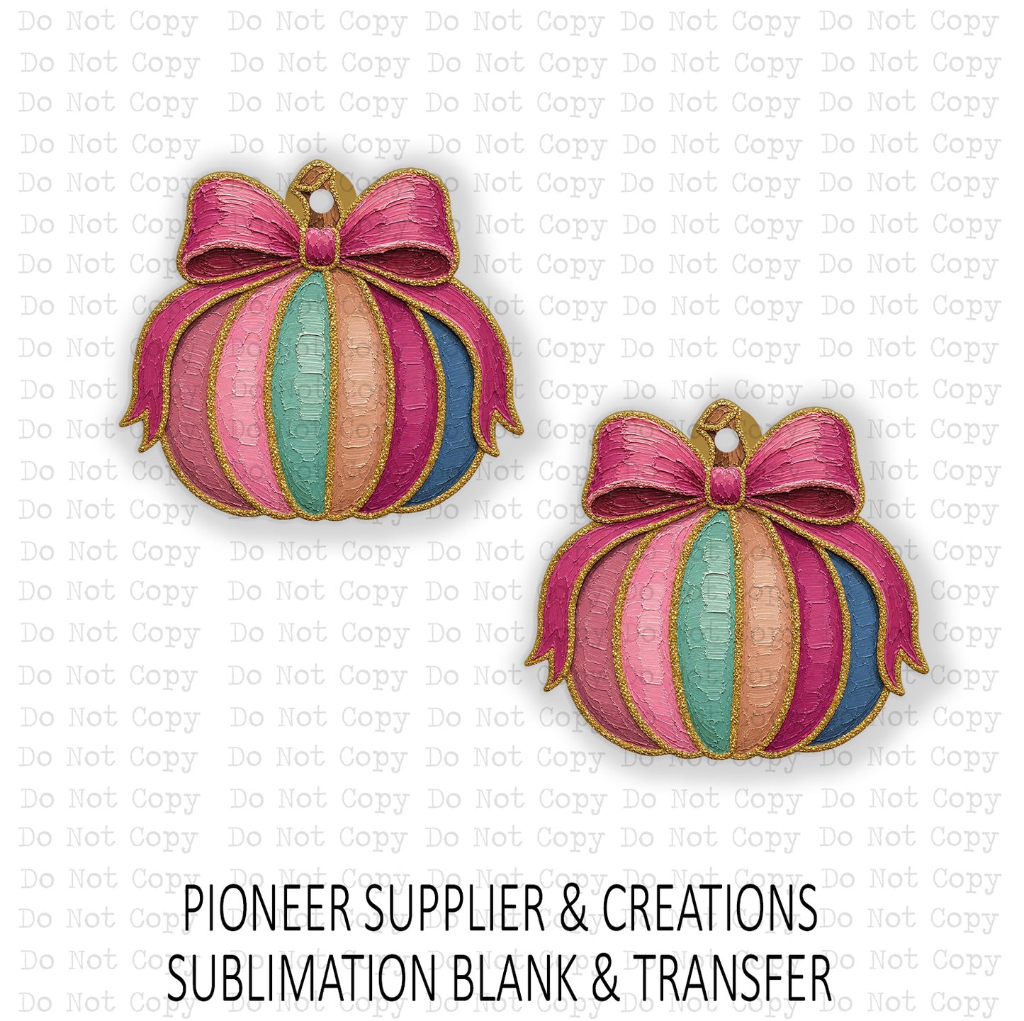 Impasto Painted Pumpkin Mini Ornaments Sublimation Blank | Set of 2