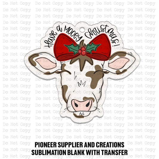 Have A Mooey Christmas Ornament Sublimation Blank | J&CD