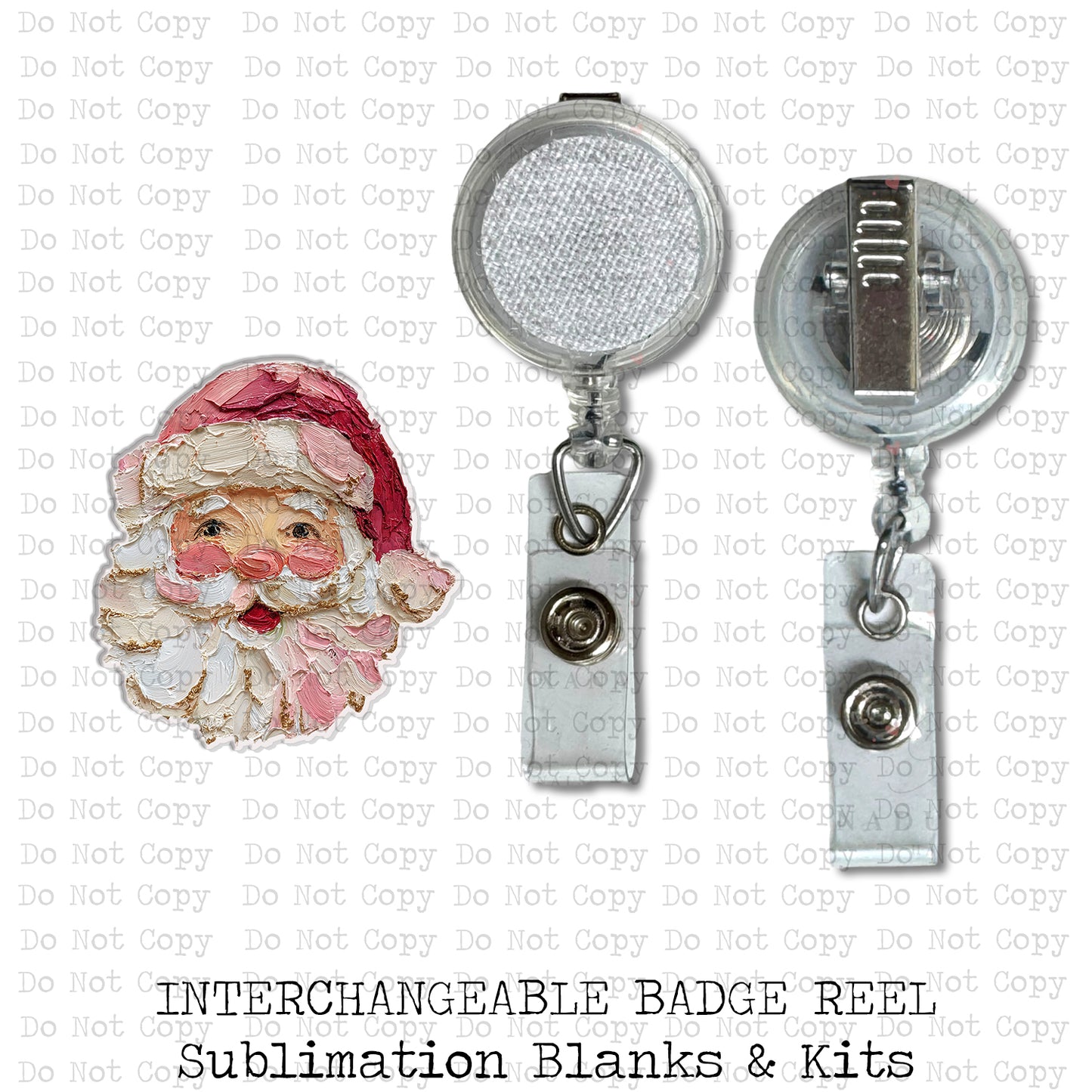 Hand Painted Santa Badge Button Sublimation Blank